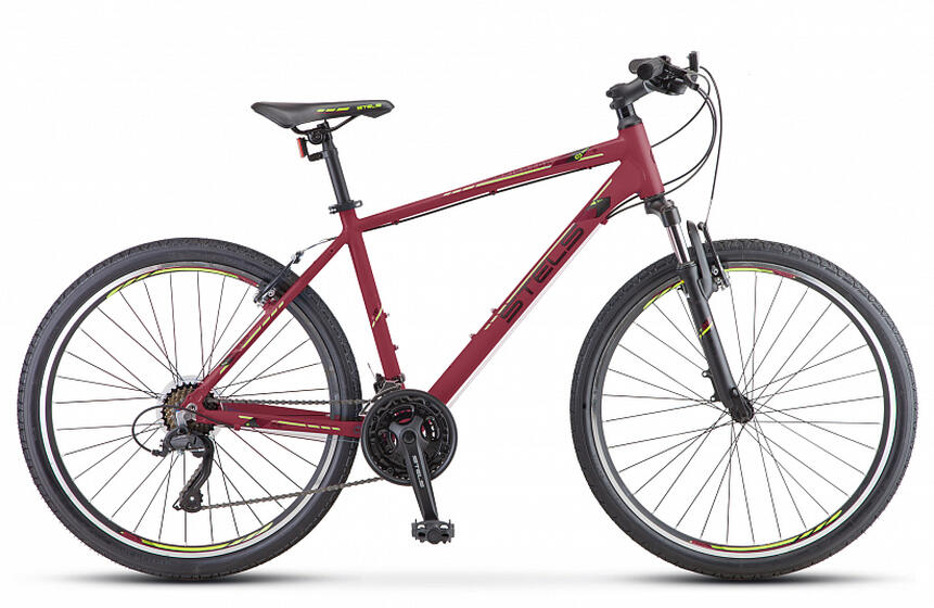 Велосипед 26" STELS Navigator-590 V (18" бордовый/салатовый), арт. K010