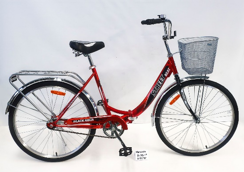 Велосипед 26"Street складной красный (19) с корзиной