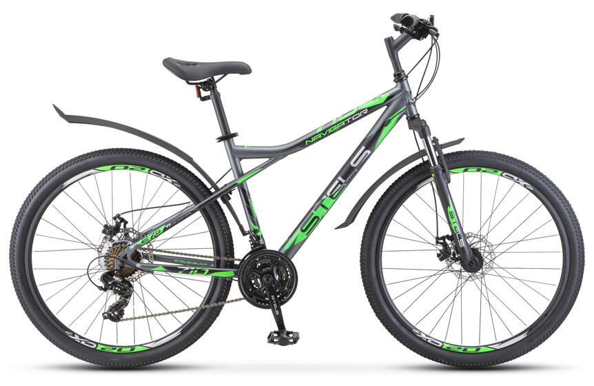 Велосипед 27.5" STELS Navigator-710 MD (18" Антрацитовый/зеленый/черный), арт. F010	