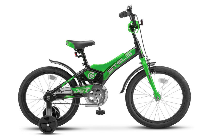 Велосипед 18" STELS Jet (10" Чёрный/зелёный), арт. Z010