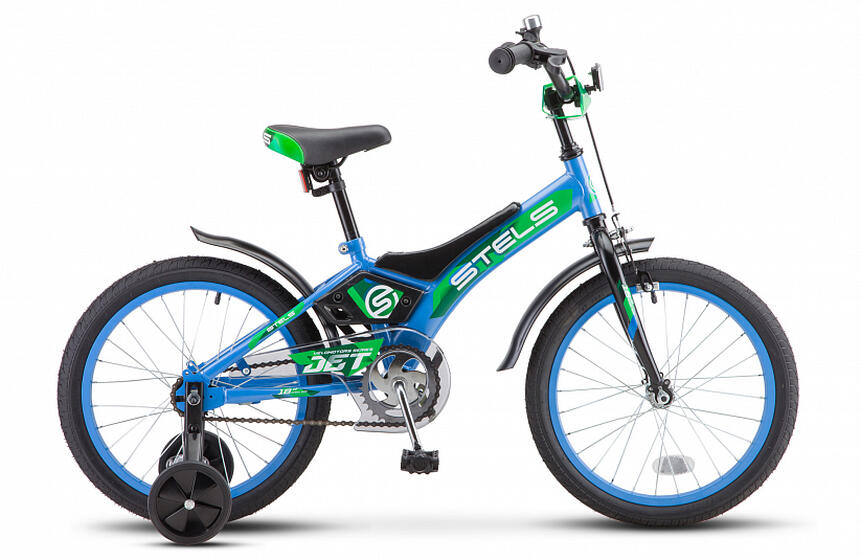 Велосипед 18" STELS Jet  (10" Голубой/зелёный), арт. V010