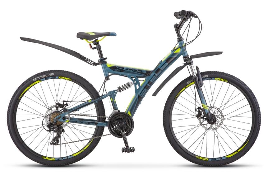 Велосипед 27.5" STELS Focus MD 21-sp (19" Синий/неоновый_зелёный), арт. V010