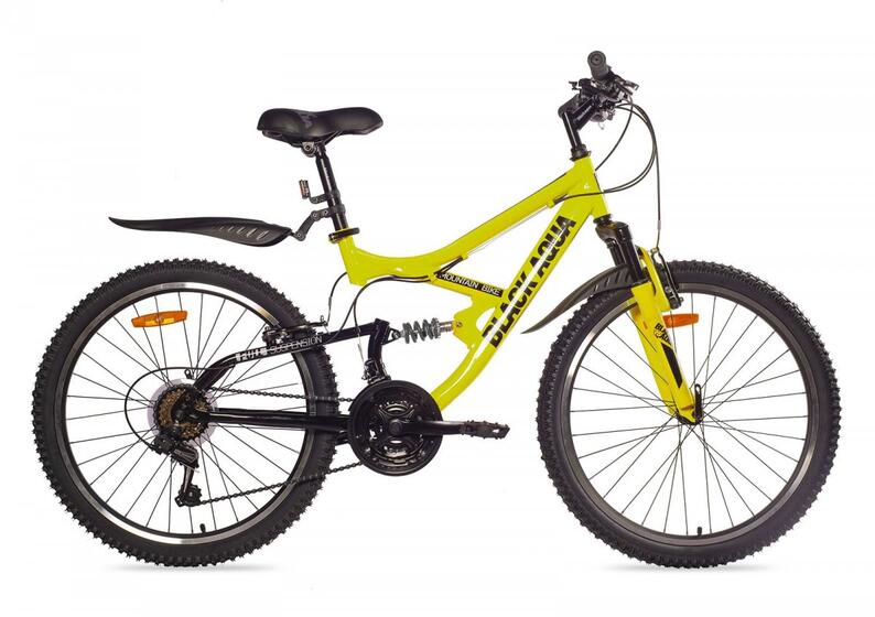 Велосипед BLACK AQUA Mount 1461 V matt 24" (лимонный-черный), арт. GL-208V 