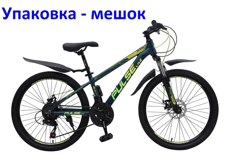Велосипед 24" Pulse Lite MD-3000, цвет темно-зеленый/зелено/желтый 3000-33