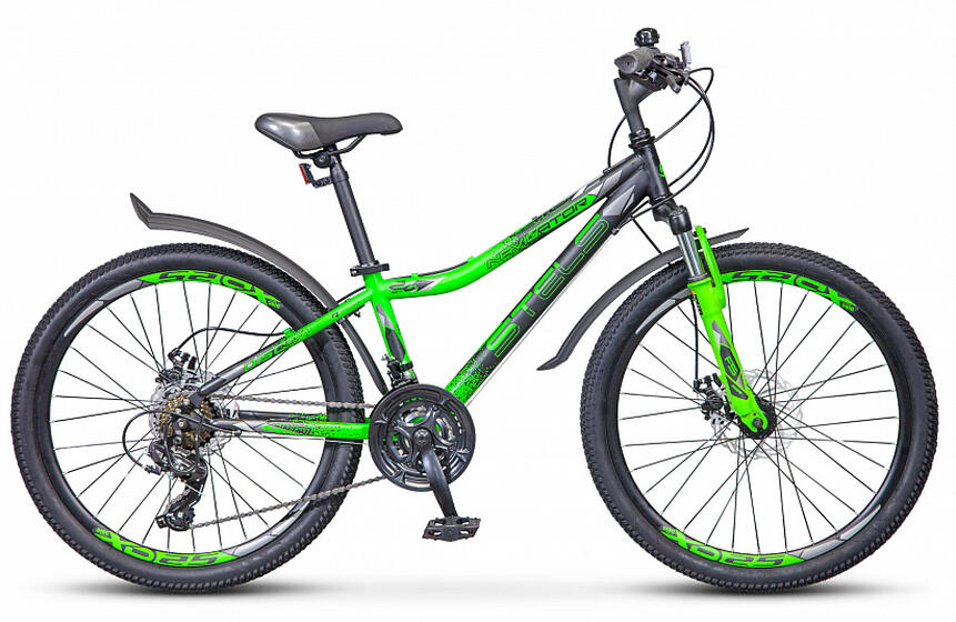 Велосипед 24" STELS Navigator-410MD 21-sp (12" Черный/зеленый), арт. V010