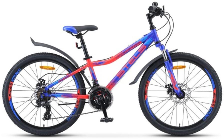 Велосипед 24" STELS Navigator-410MD 21-sp (12" Синий/неоновый-красный), арт. V010
