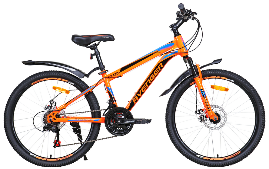 Велосипед 24 " Avenger C243D,оранжевый неон/голубой13(C243D-ORN/BL-13(21))