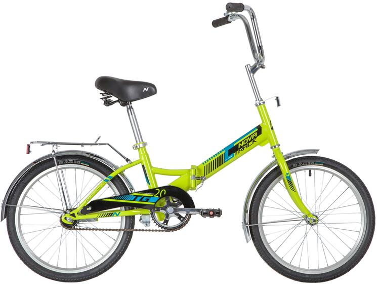 Велосипед NOVATRACK 20" складной, TG20, зеленый, тормоз нож, двойной обод, багажник